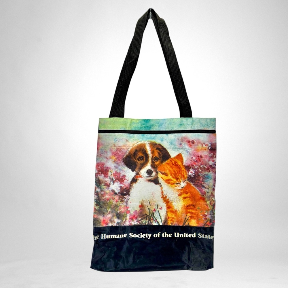 Puppy & Kitten Black Nylon Tote Bag Humane Society Of The United States